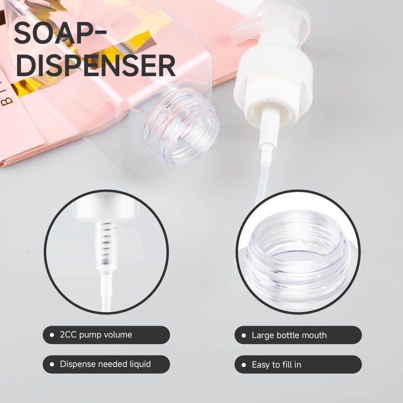 ZEJIA 250ML Foaming Soap Dispenser, 2-Pack Plastic Hand Soap Dispenser, Refillable Leakproof Foam Pump Bottle with Waterproof Labels, for Shampoo, Body Wash - Image 5